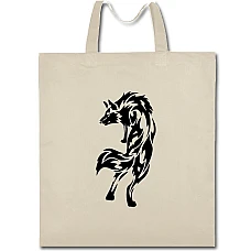 Eco bag with print Wolf Like Tattoo - beige