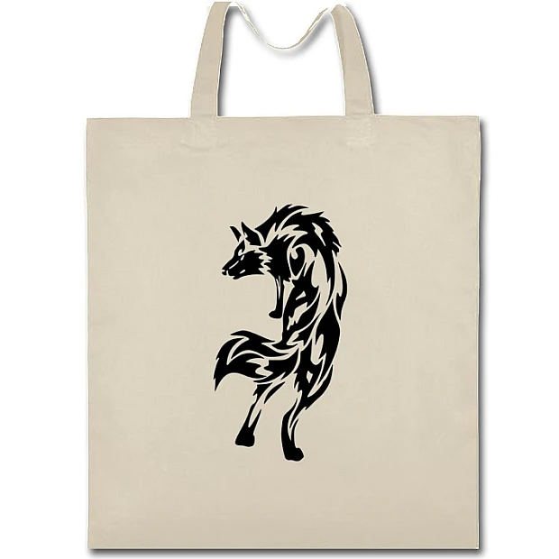 Eco bag with print Wolf Like Tattoo - beige