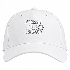 Baseball cap with Print Blood And Coffee - white