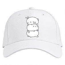 Baseball cap with Print Three Funny Rabbits - white