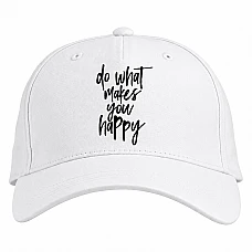 Baseball cap with Print Do What Makes You Happy - white