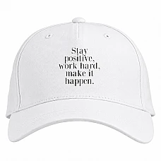 Baseball cap with Print Stay, Work, Make - white