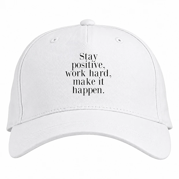 Baseball cap with Print Stay, Work, Make - white
