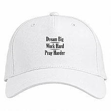 Baseball cap with Print Dream, Work, Pray - white