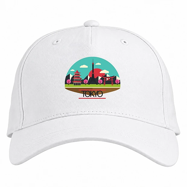 Baseball cap with Print Tokyo - white