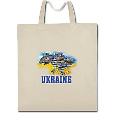 Eco bag with print Ukraine - beige