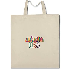 Eco bag with print Usa - beige