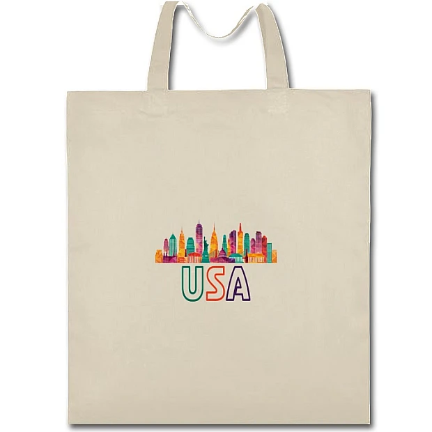 Eco bag with print Usa - beige
