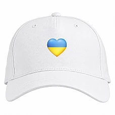 Бейсболка с принтом Сердце Флаг Украины - белая