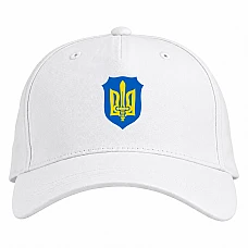 Бейсболка с принтом Герб Украины - белая