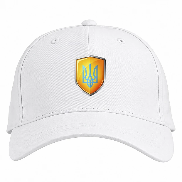 Baseball cap with Print 3D Coat Of Arms Of Ukraine - white