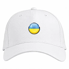Бейсболка с принтом Флаг Круглый Украины - белая