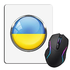 Коврик для мыши с принтом Флаг Круглый Украины