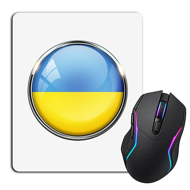 Коврик для мыши с принтом Флаг Круглый Украины