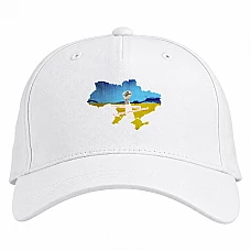 Бейсболка с принтом Карта Гимн Украины - белая