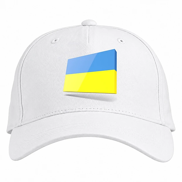 Baseball cap with Print 3D Flag Of Ukraine - white