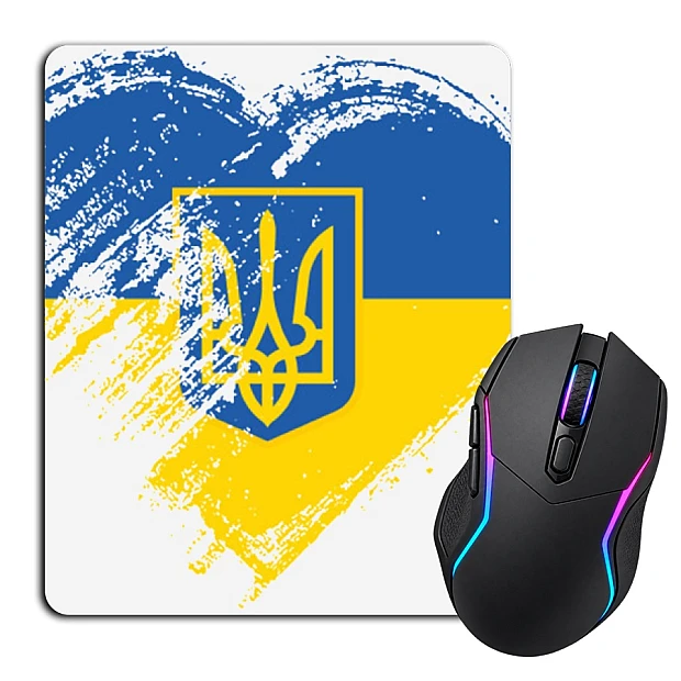 Коврик для мыши с принтом Сердце Украины и Герб