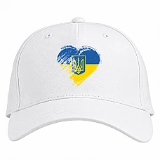 Бейсболка с принтом Сердце Украины и Герб - белая