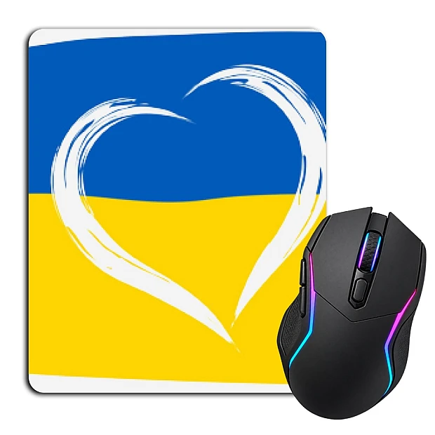 Коврик для мыши с принтом Сердце Флаг Украины 2