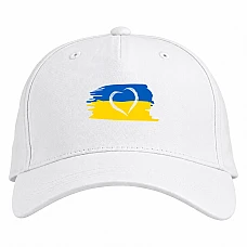 Бейсболка с принтом Сердце Флаг Украины 2 - белая