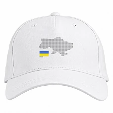 Бейсболка с принтом Карта И Флаг Украины - белая