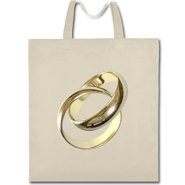 Eco bag with print Wedding Gold Rings - beige
