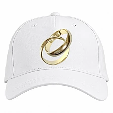 Baseball cap with Print Wedding Gold Rings - white
