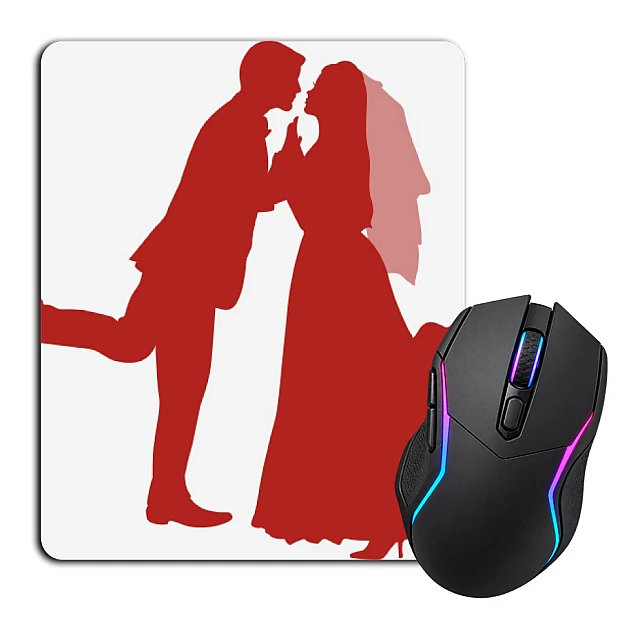 Mouse pad with print The Bride And Groom Red