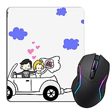 Mouse pad with print The Bride And Groom In A White Car