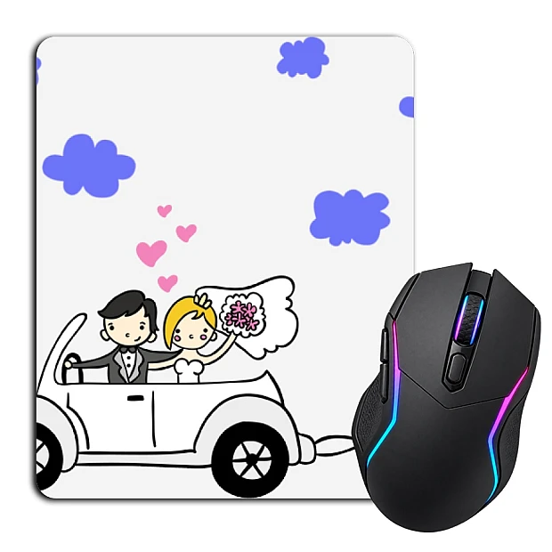 Mouse pad with print The Bride And Groom In A White Car
