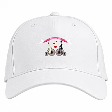 Baseball cap with Print Bride And Groom On Bicycles - white