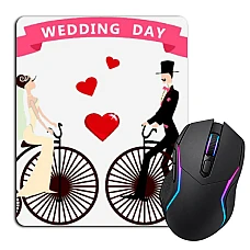 Mouse pad with print Bride And Groom On Bicycles