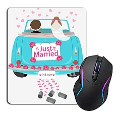 Mouse pad with print Wedding Car With A Newly-Married Couple