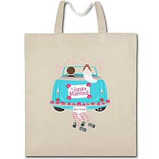 Eco bag with print Wedding Car With A Newly-Married Couple - beige