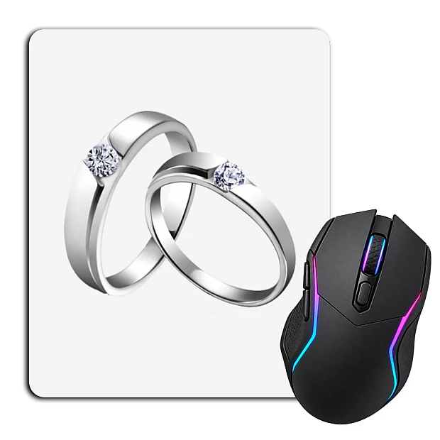 Mouse pad with print Wedding Silver Rings