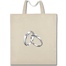 Eco bag with print Wedding Silver Rings - beige