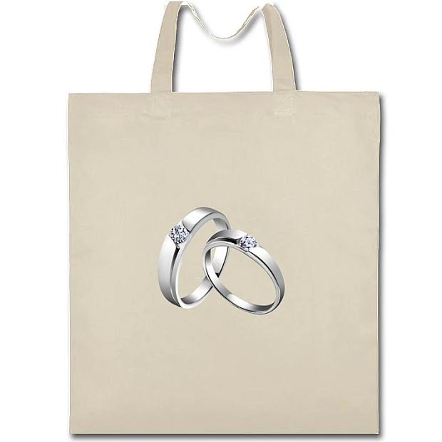 Eco bag with print Wedding Silver Rings - beige