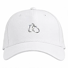 Baseball cap with Print Wedding Silver Rings - white