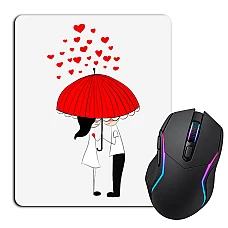 Mouse pad with print Young Under The Red Umbrella