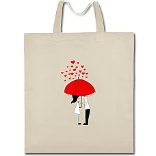Eco bag with print Young Under The Red Umbrella - beige