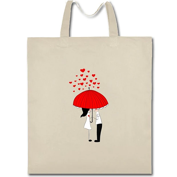 Eco bag with print Young Under The Red Umbrella - beige