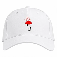 Baseball cap with Print Young Under The Red Umbrella - white