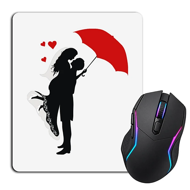 Mouse pad with print The Bride And Groom Under A Red Umbrella