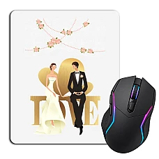 Mouse pad with print Bride And Groom On The Bench Love