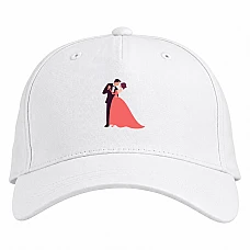 Baseball cap with Print The Groom And The Bride In A Dress In Coral - white
