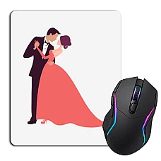 Mouse pad with print The Groom And The Bride In A Dress In Coral