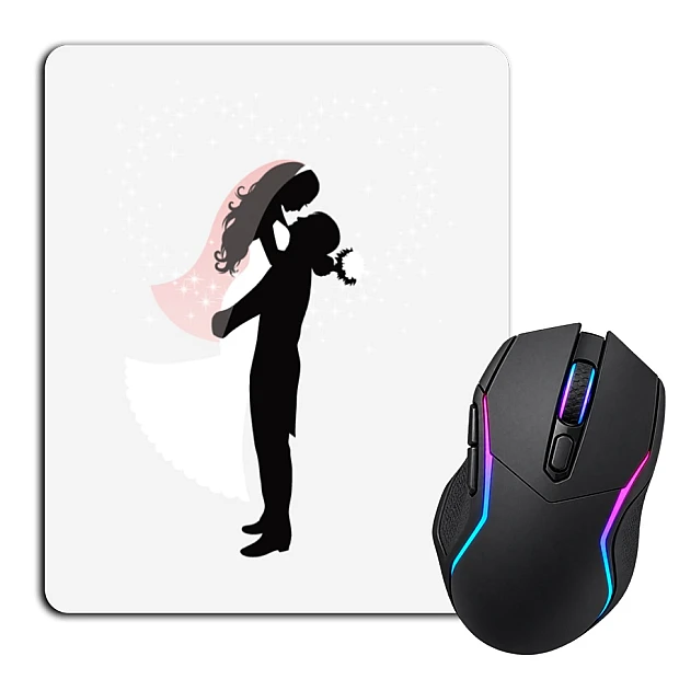 Mouse pad with print The Groom And The Bride With A Bouquet