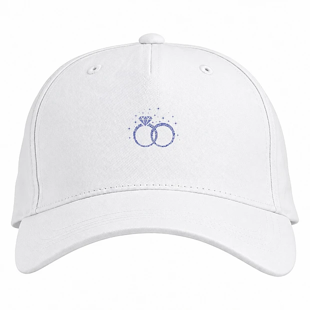 Baseball cap with Print Wedding Rings Pattern - white