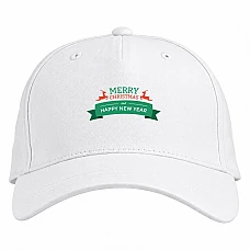 Baseball cap with Print With Christmas And New Year With Red Deer - white