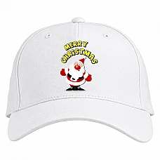 Baseball cap with Print With Christmas Santa Claus - white